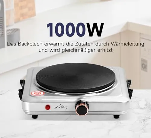 HOMELUX Kochplatte 1000W Einzelherdplatte 5 Stufen Kompakt
