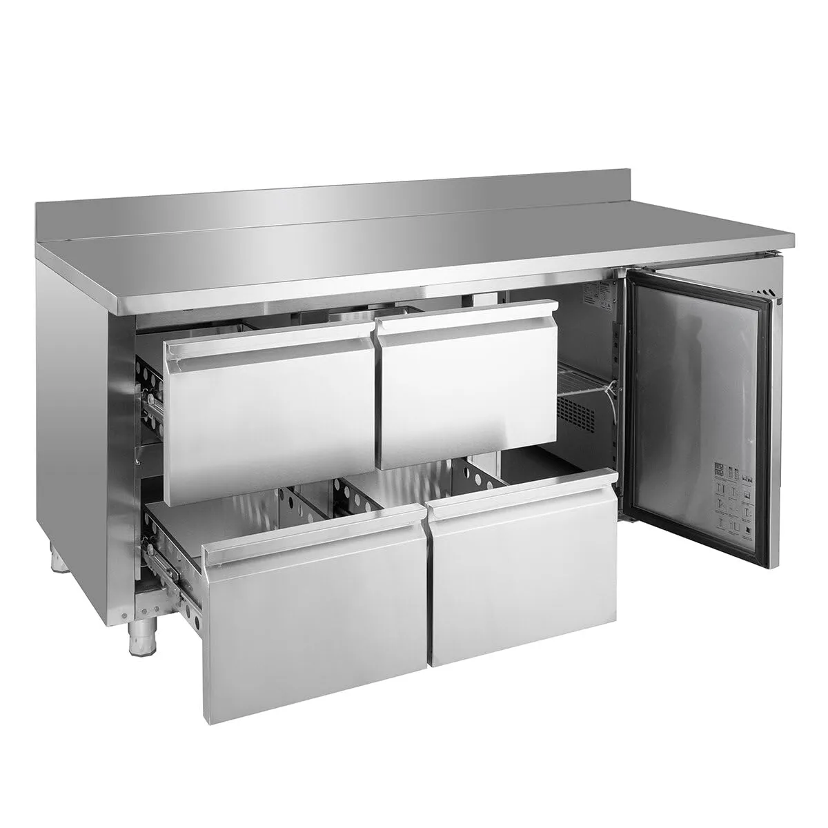GastroHero GNH3240TN Kühltisch Edelstahl 1 Tür 4 Laden