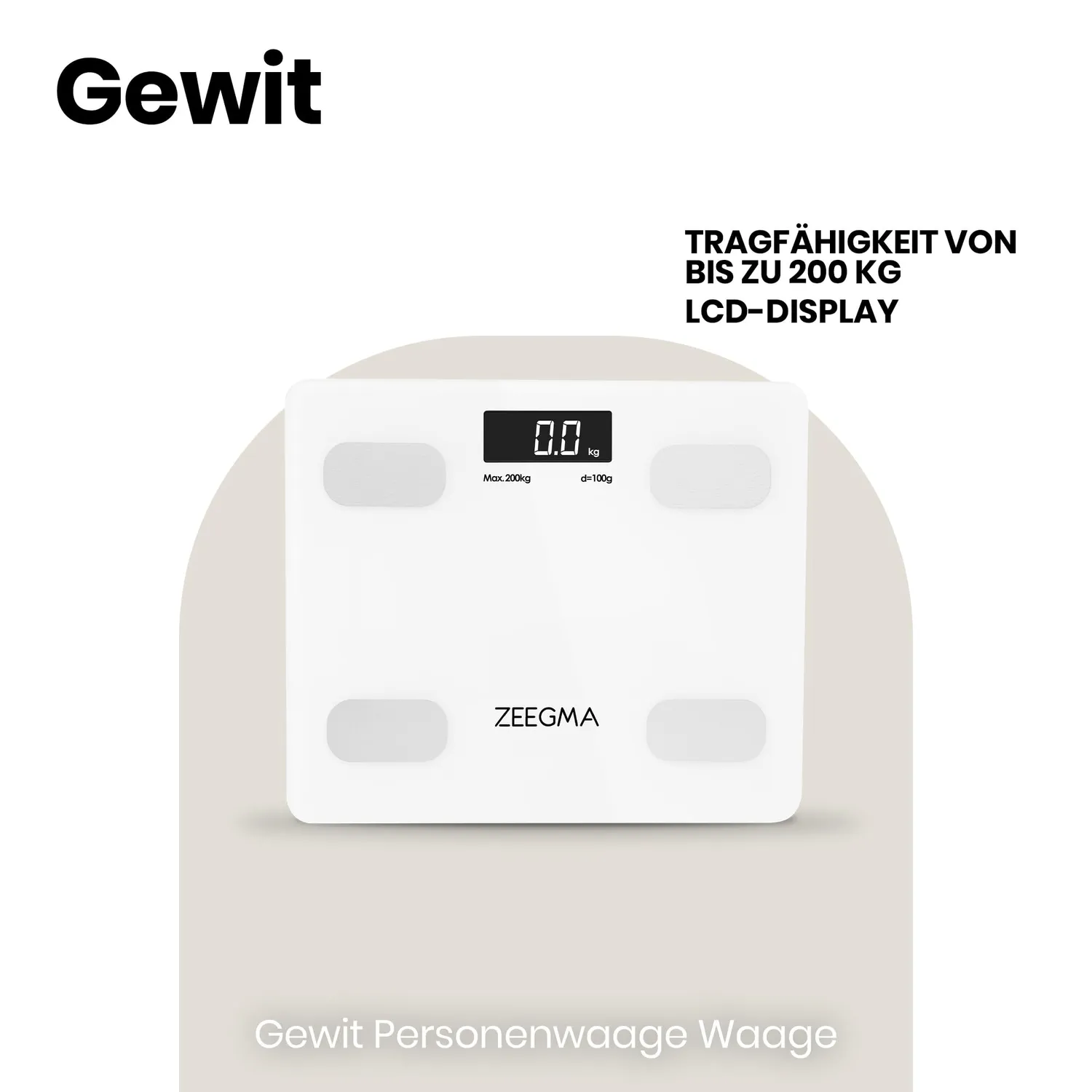 ZEEGMA Gewit Fittrack Personenwaage Weiß smart 200 kg