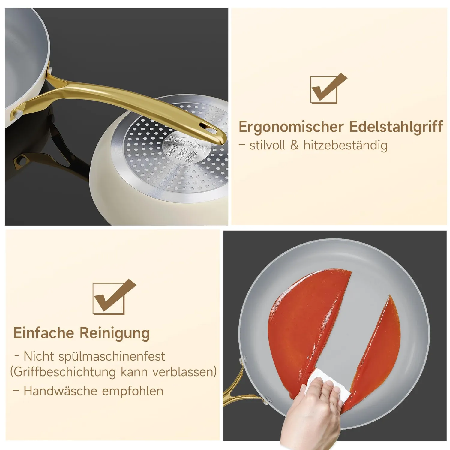 HOMELUX Pfannenset 20/24/28cm Induktion Keramik 3-teilig