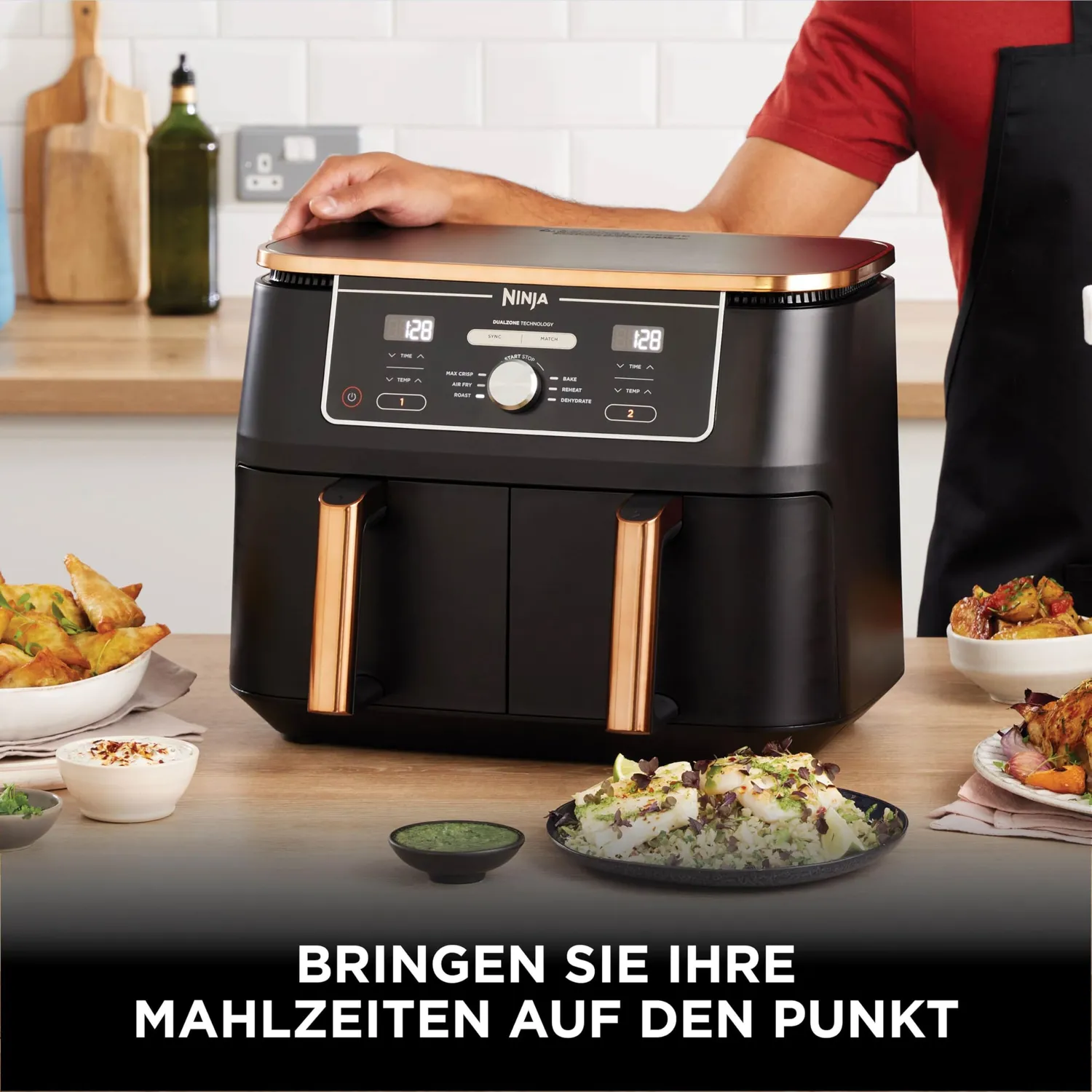Ninja Foodi MAX AF400EUCP Heißluftfritteuse 9,5L Kupfer