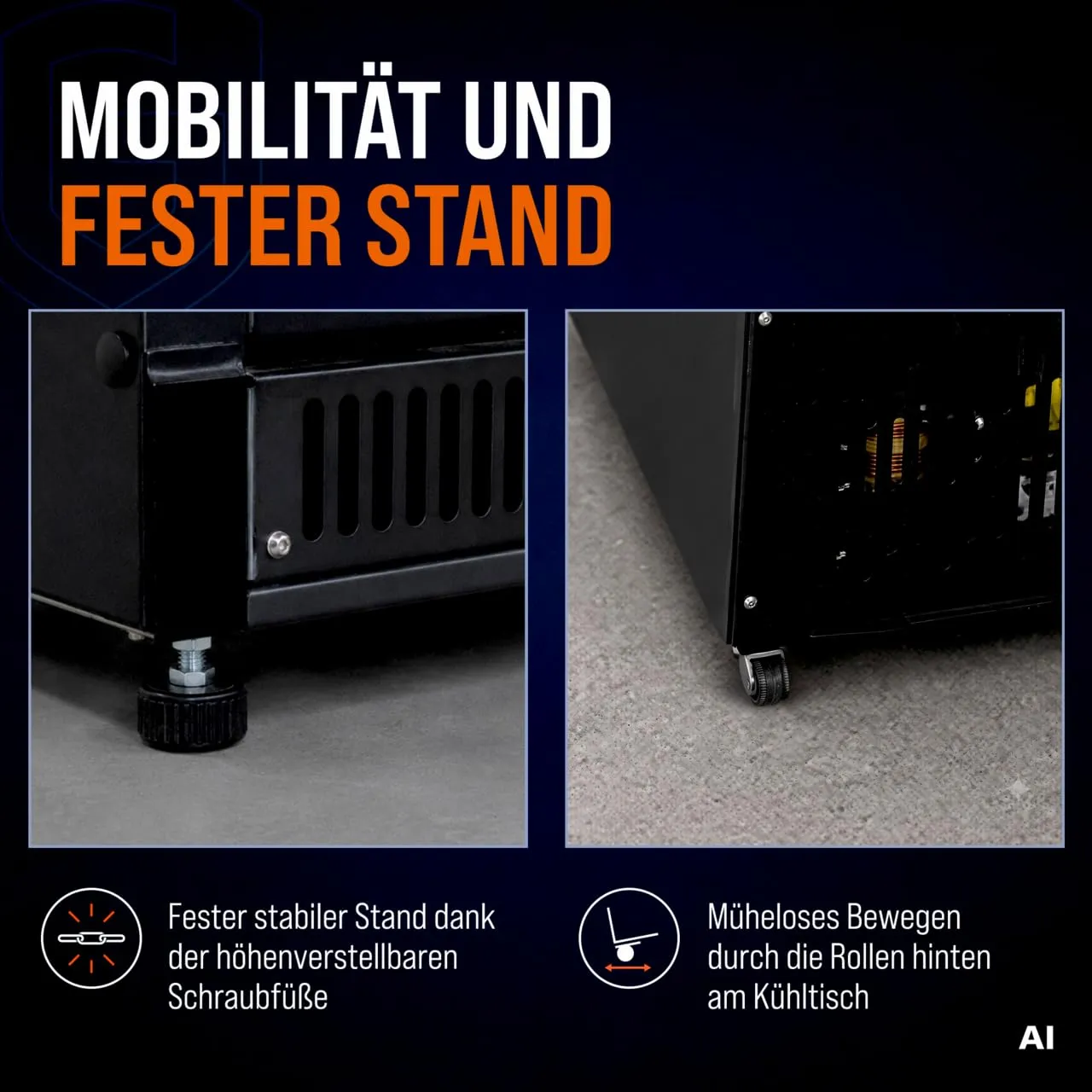 GastroHero BKT-ECO0/4 Barkühltisch 332L schwarz 4 Schubladen