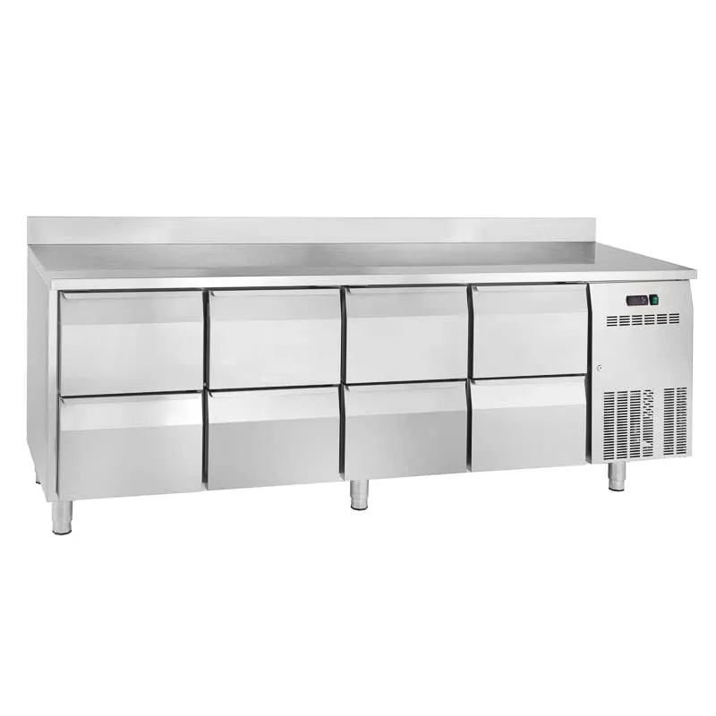 GastroHero ECO 0/8 Kühltisch Aufkantung 8 Schubladen GN 1/1