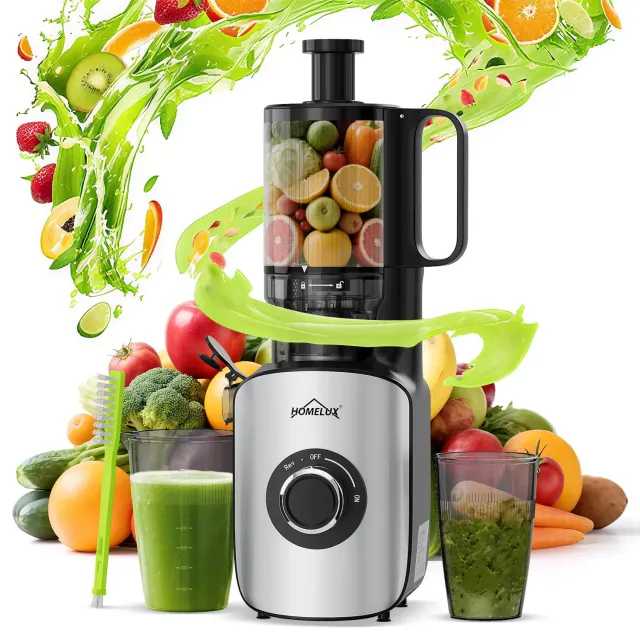 HOMELUX Slow Juicer 220W Entsafter Silber 126 mm kaltpressend