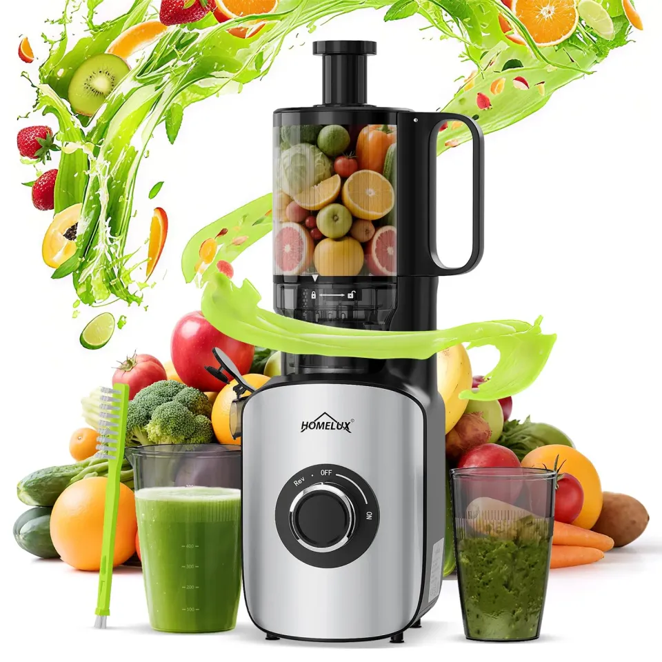 HOMELUX Slow Juicer 220W Entsafter Silber 126 mm kaltpressend