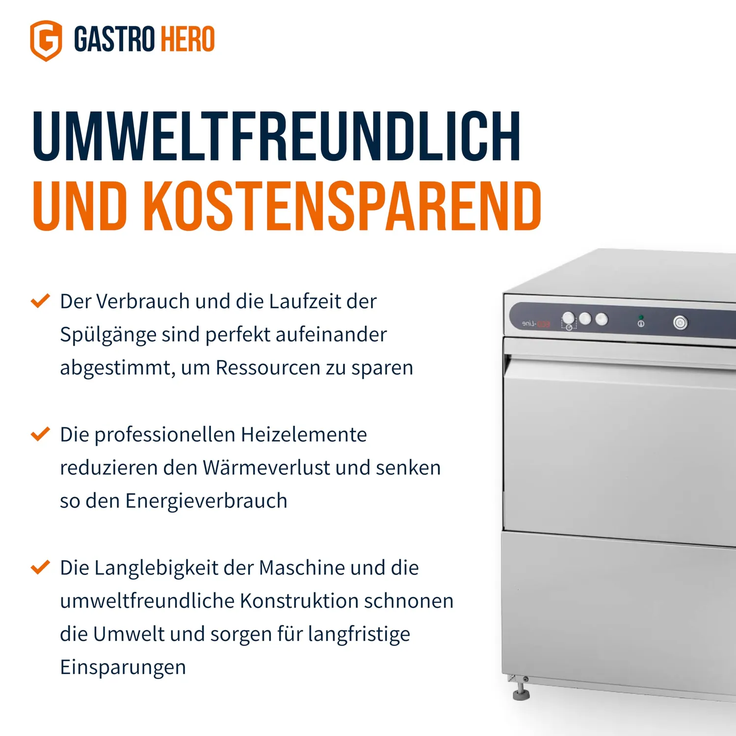 GastroHero Eco 35 Gläserspülmaschine 230V 350mm Korb