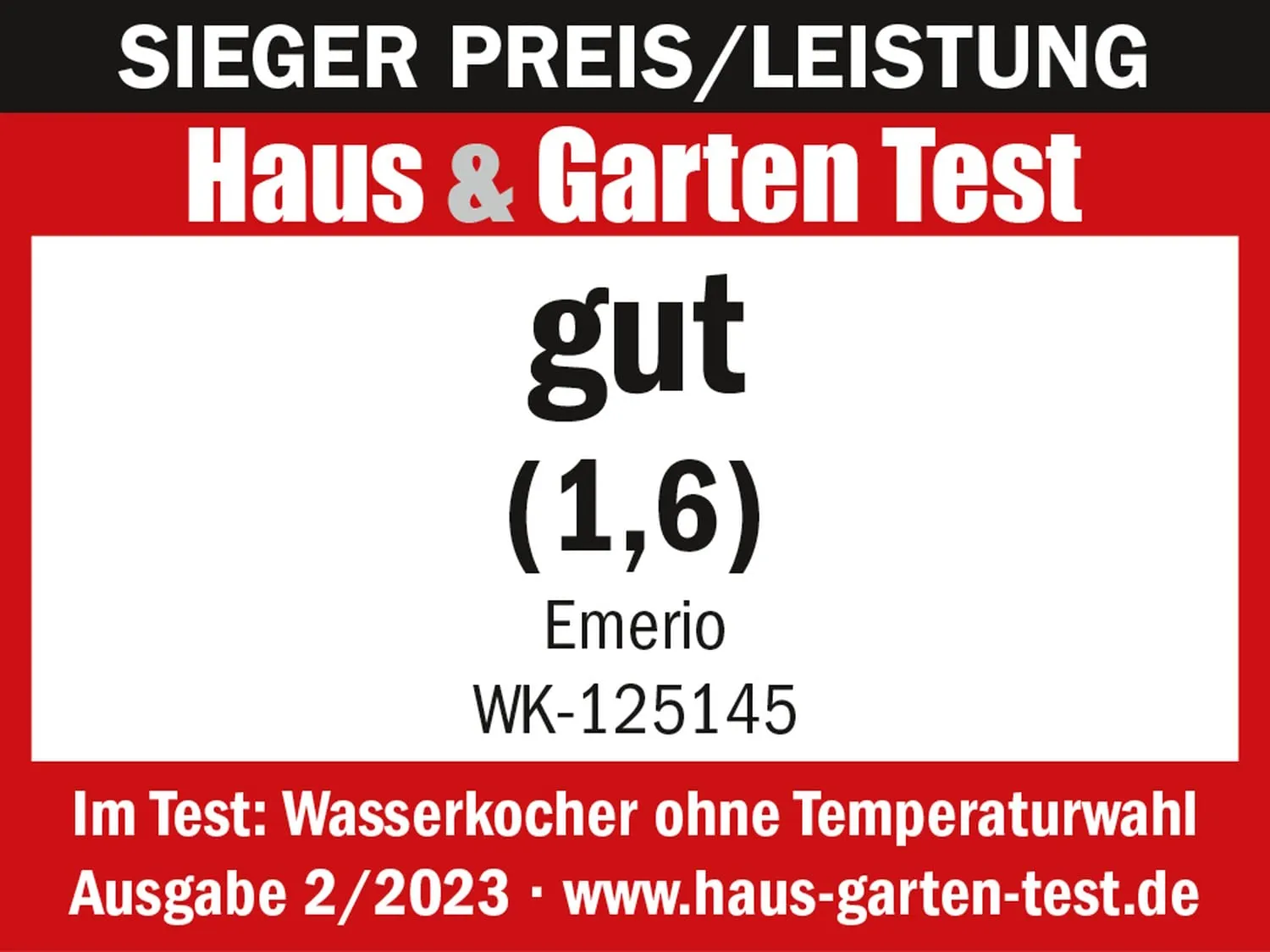 Emerio WK-125145 Wasserkocher Glas 1,2 L 2200 W