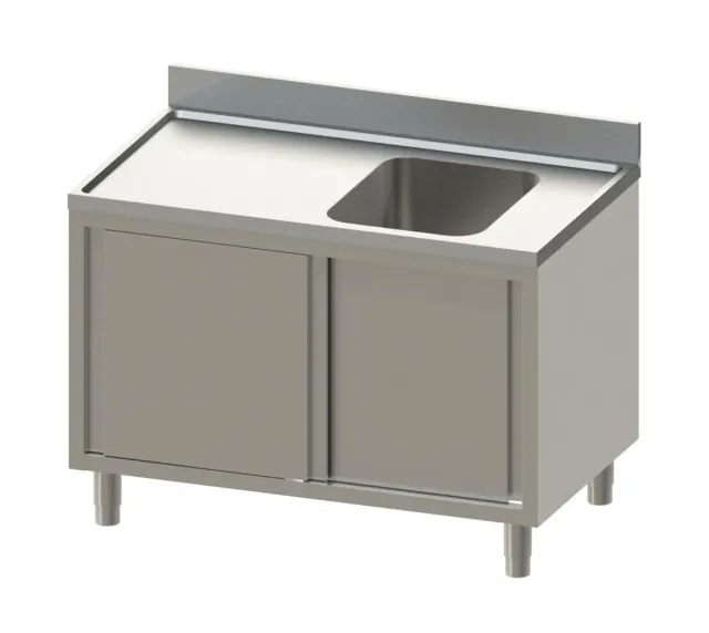 GastroHero Eco 14x6 Spülschrank 1 Becken rechts Edelstahl