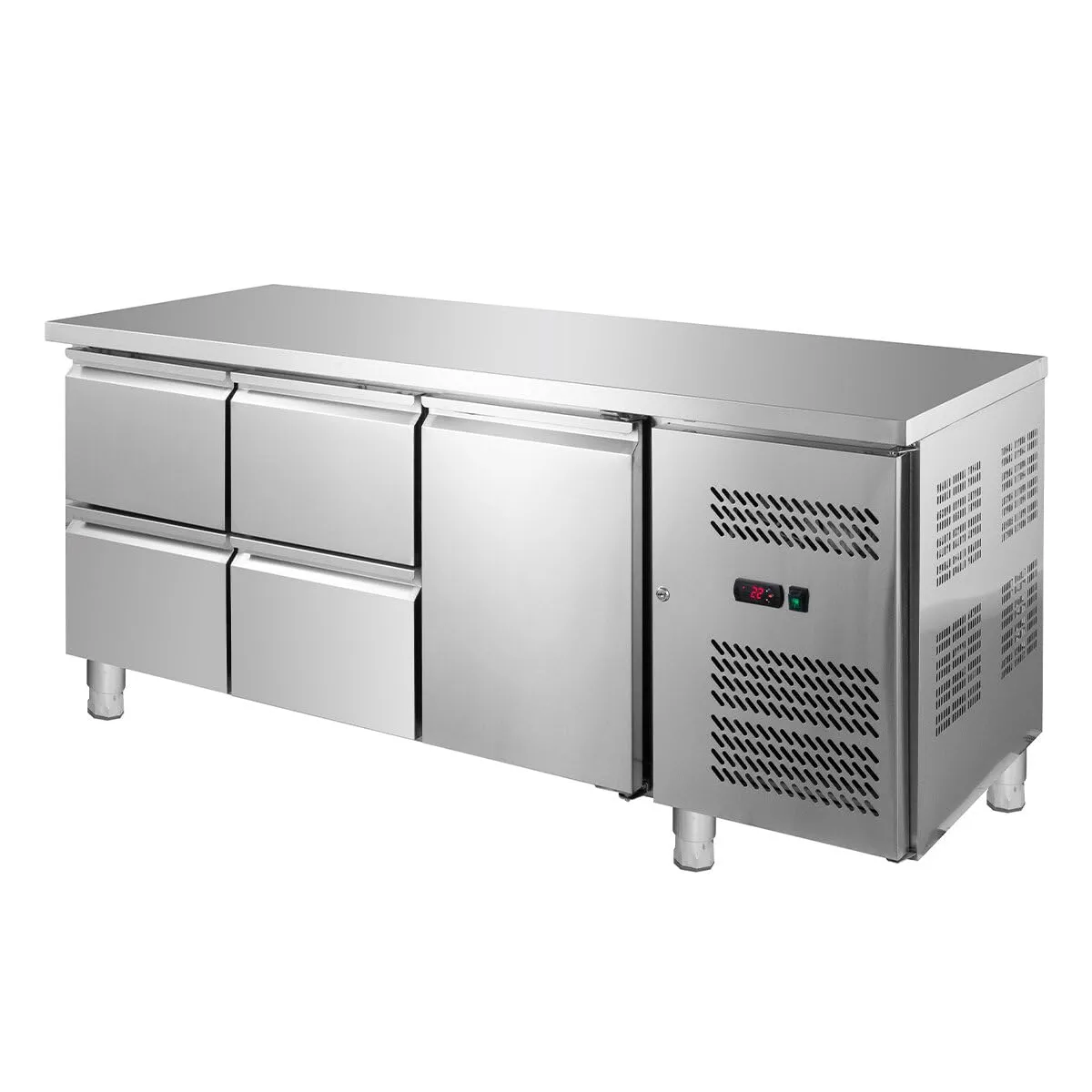 GastroHero GNH3140TN Kühltisch 1 Tür 4 Schubladen