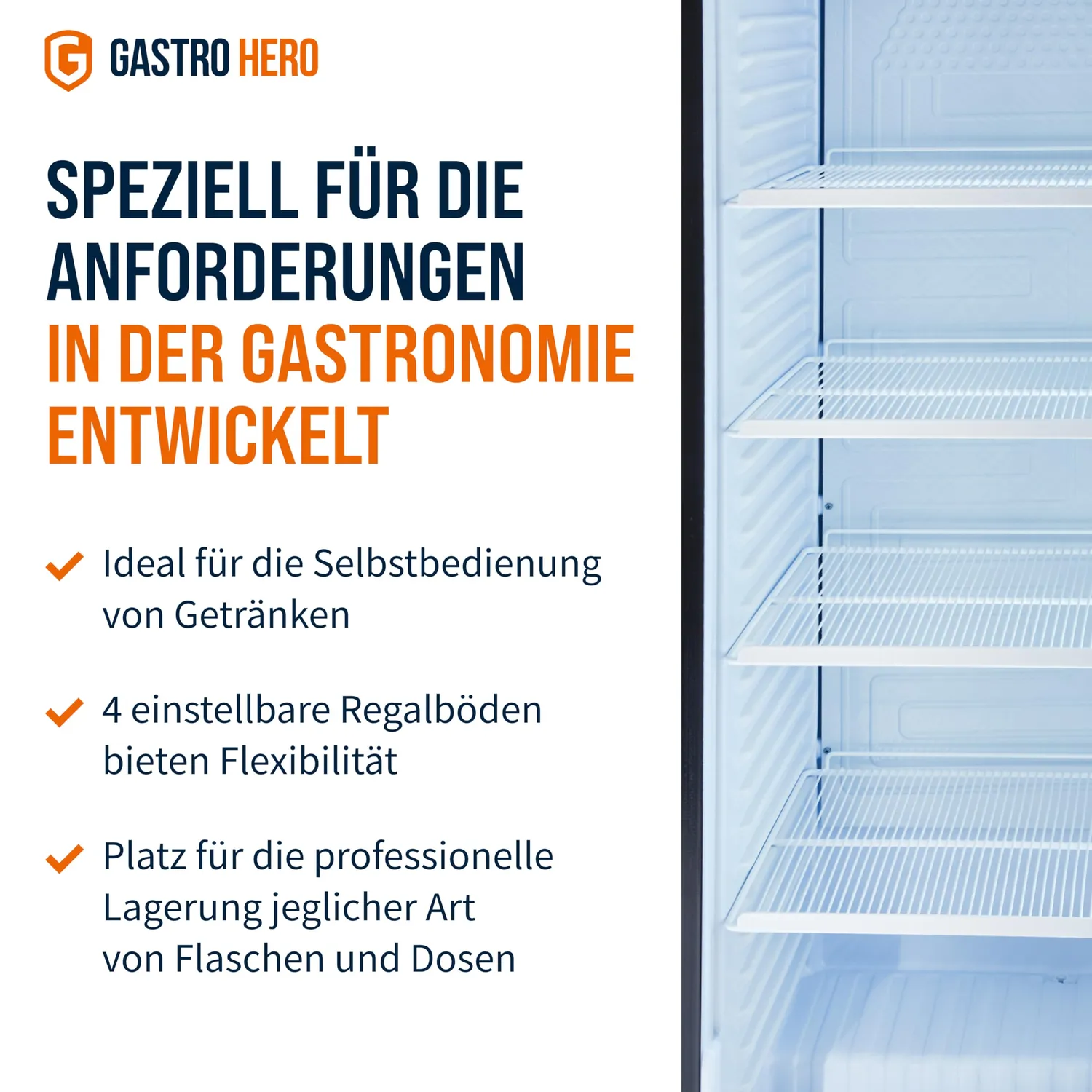 GastroHero Profi 382 Getränkekühlschrank 382 L schwarz